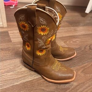 Sunflower Embroidered Kids Boots